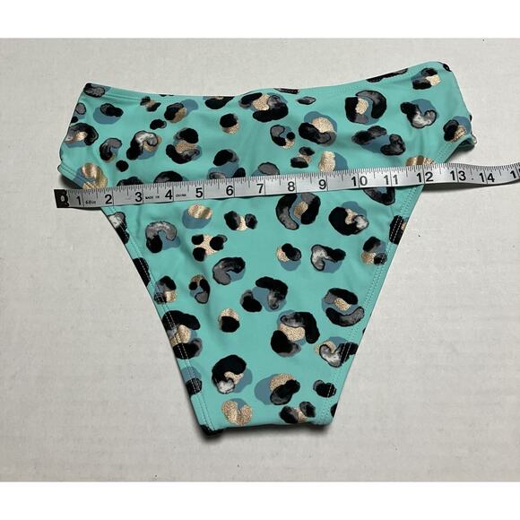 Womens Girls BCBG Two Piece Swim Suit Bikini Swimwear Abstract Print Teal XS EUC - Picture 14 of 15